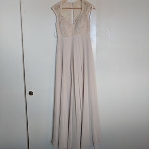 MoriLee Long Champagne Bridesmaids Dress